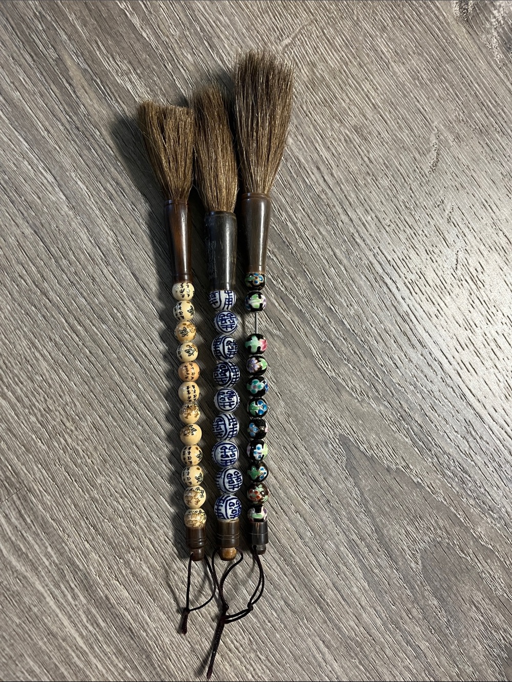 Decorative Beaded Calligraphy Brush Set - Brown Bristle